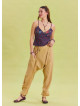 Rope Detailed Buttoned Elastic Waist Camel Bohemian Trousers 4557